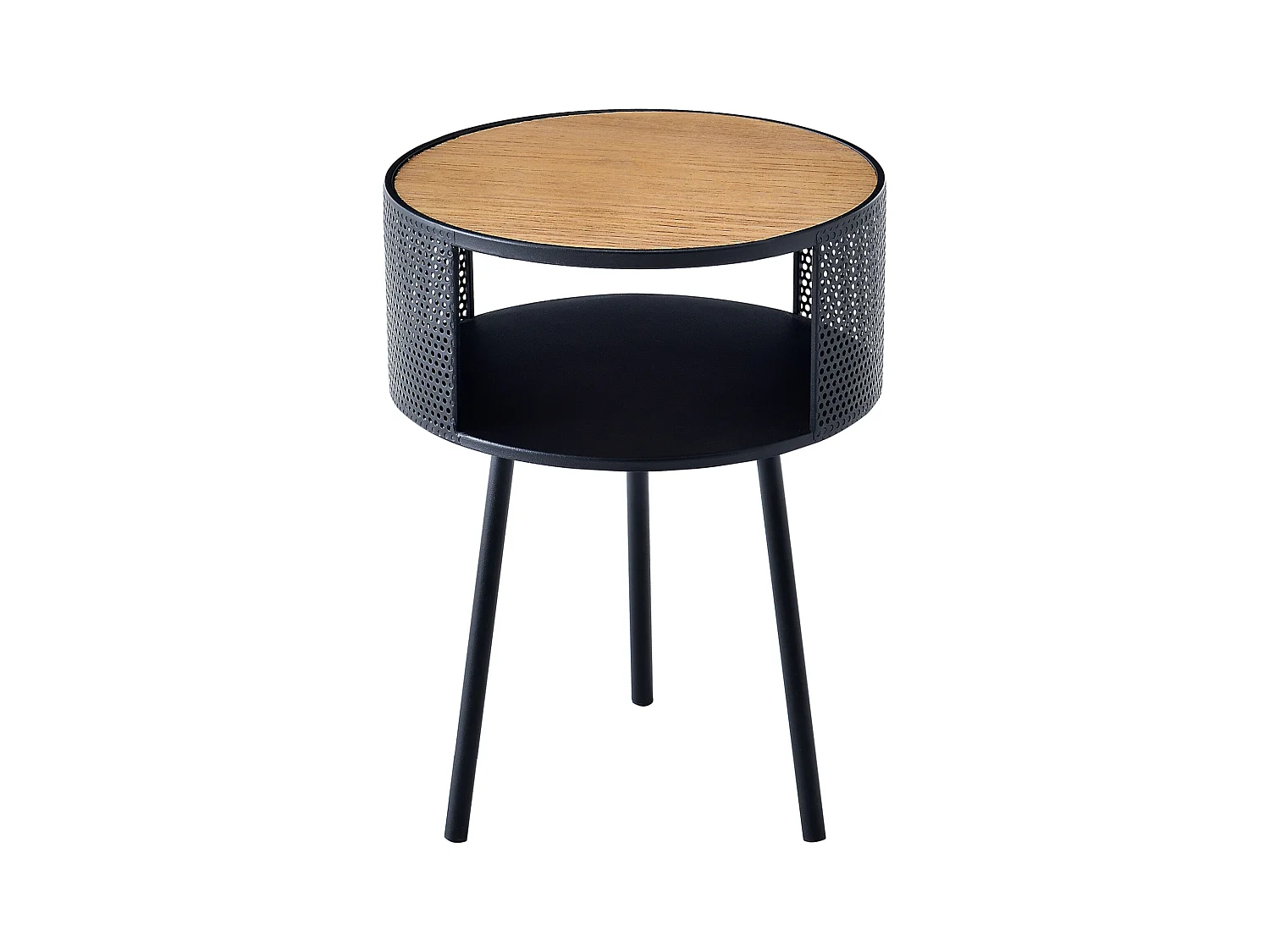 Table d'appoint Bjørnsund avec espace de stockage intérieur 45 x 34 cm noir effet bois [en.casa]