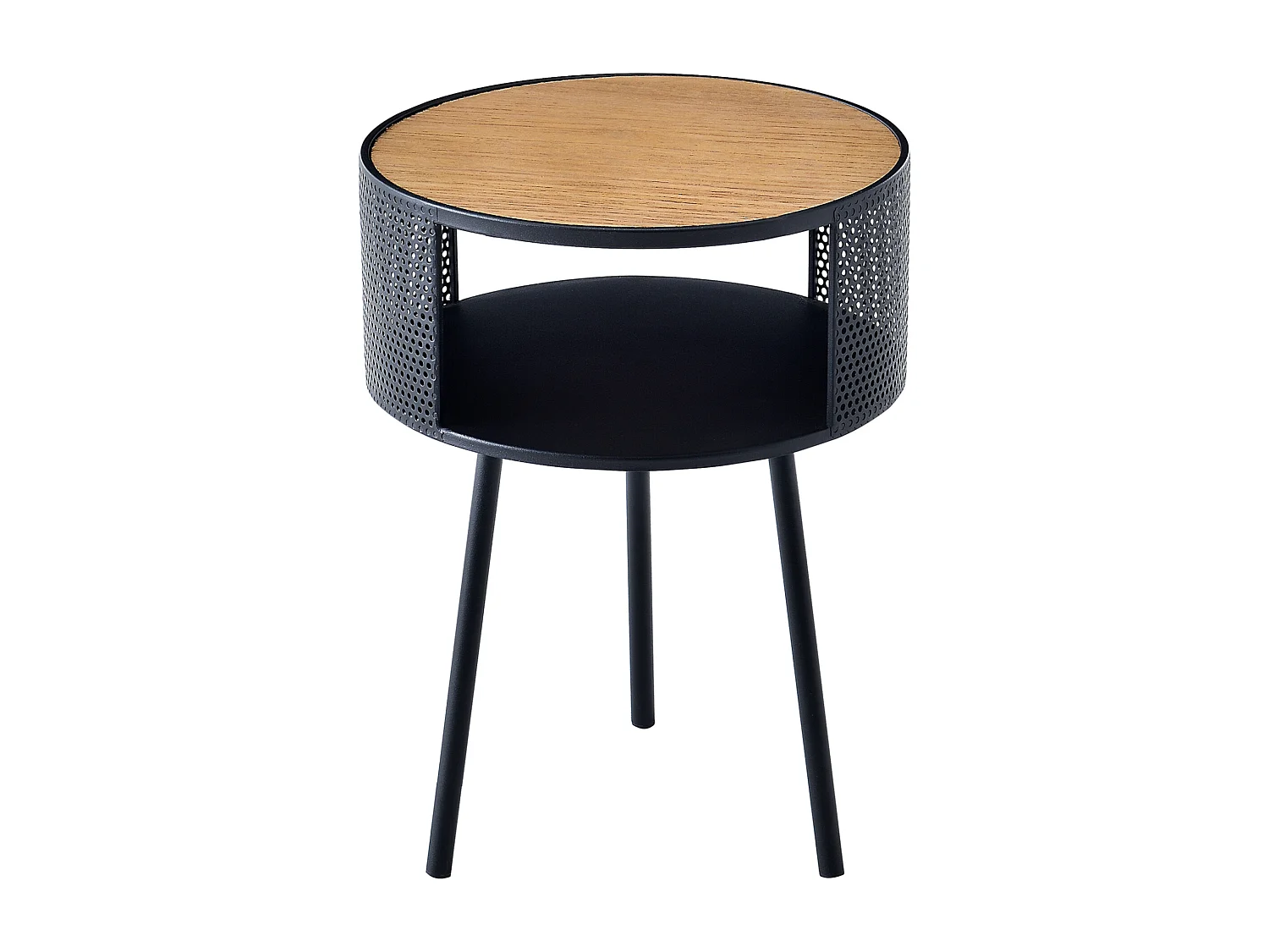 Table d'appoint Bjørnsund avec espace de stockage intérieur 45 x 34 cm noir effet bois [en.casa]