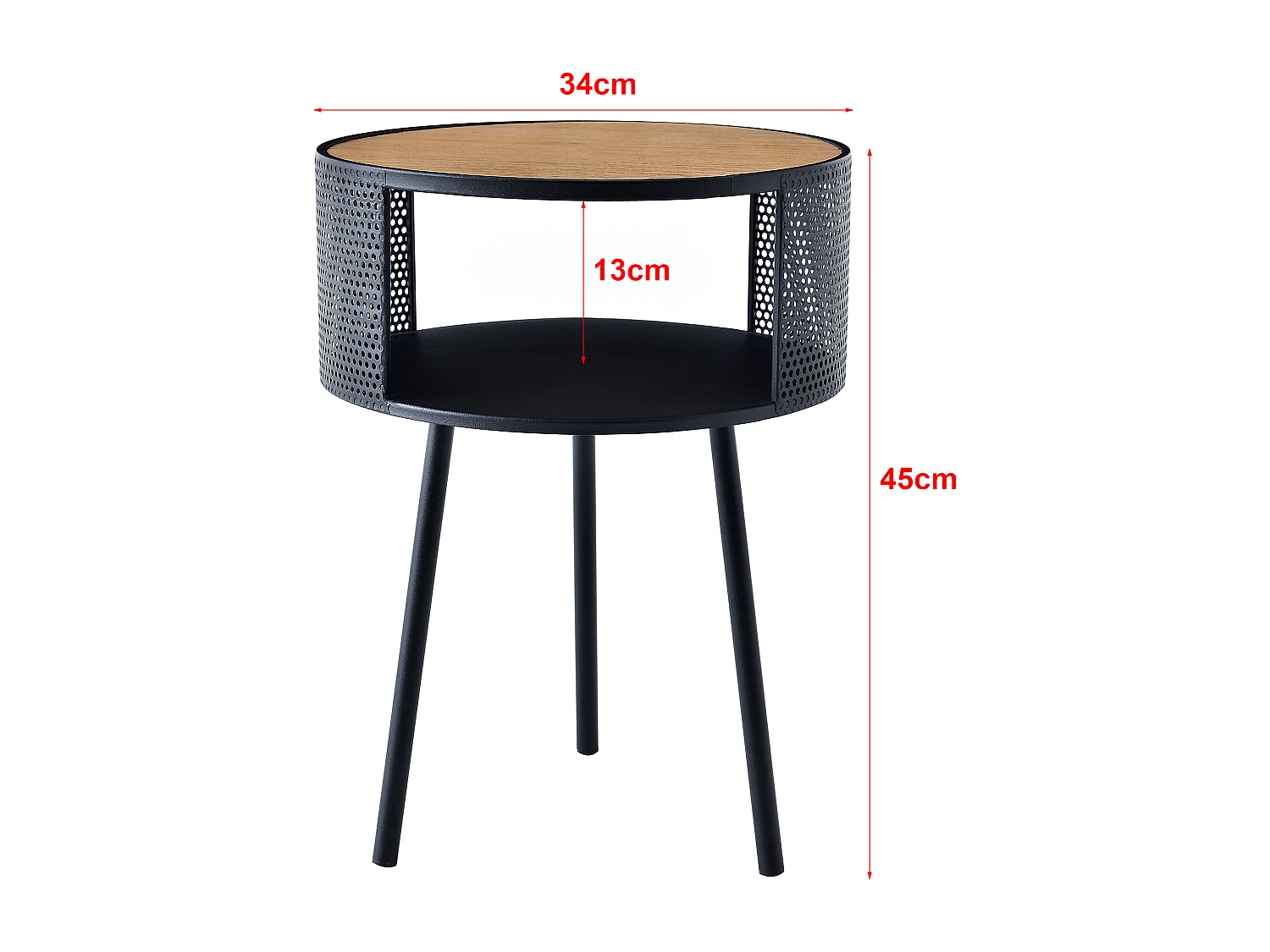 Table d'appoint Bjørnsund avec espace de stockage intérieur 45 x 34 cm noir effet bois [en.casa]