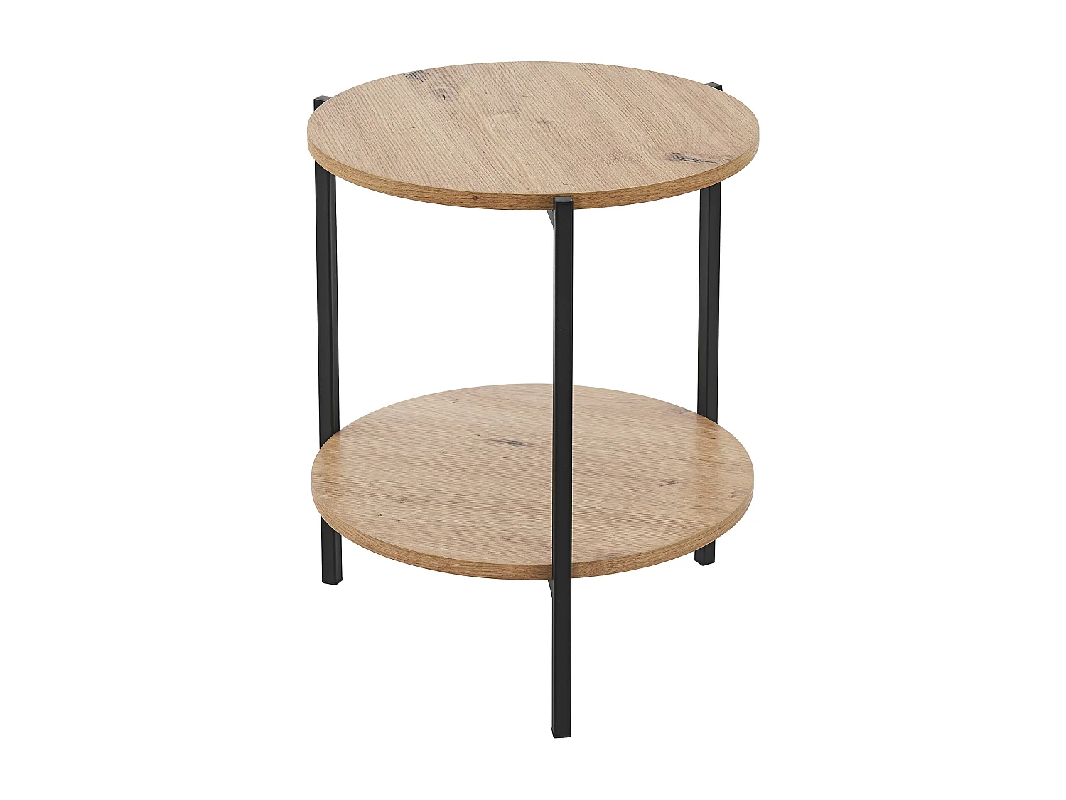 Table d'appoint Kuopio ronde 50 x 40 cm noir et effet bois [en.casa]