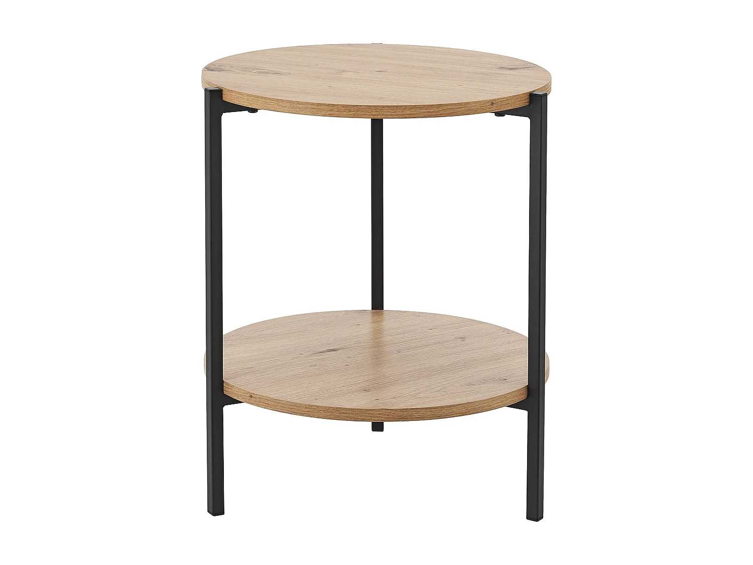 Table d'appoint Kuopio ronde 50 x 40 cm noir et effet bois [en.casa]