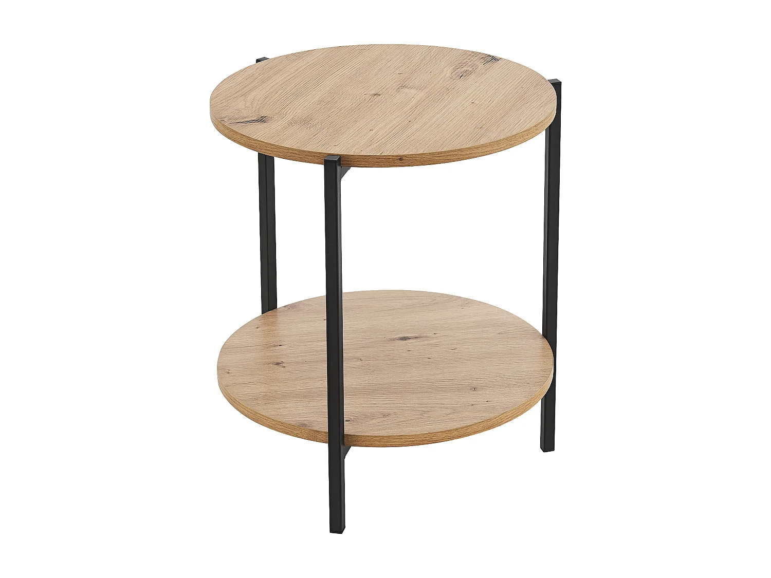 Table d'appoint Kuopio ronde 50 x 40 cm noir et effet bois [en.casa]
