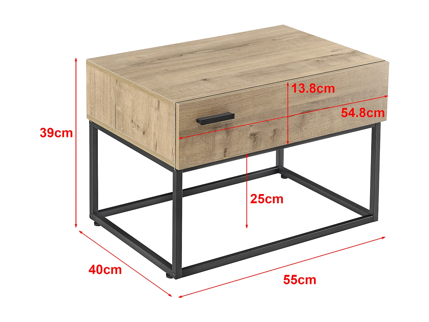 Lot de 2 tables d'appoint Hylte 39 x 55 x 40 cm noir effet chêne [en.casa]