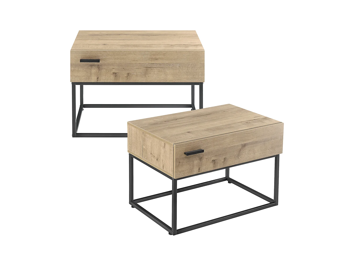 Lot de 2 tables d'appoint Hylte 39 x 55 x 40 cm noir effet chêne [en.casa]
