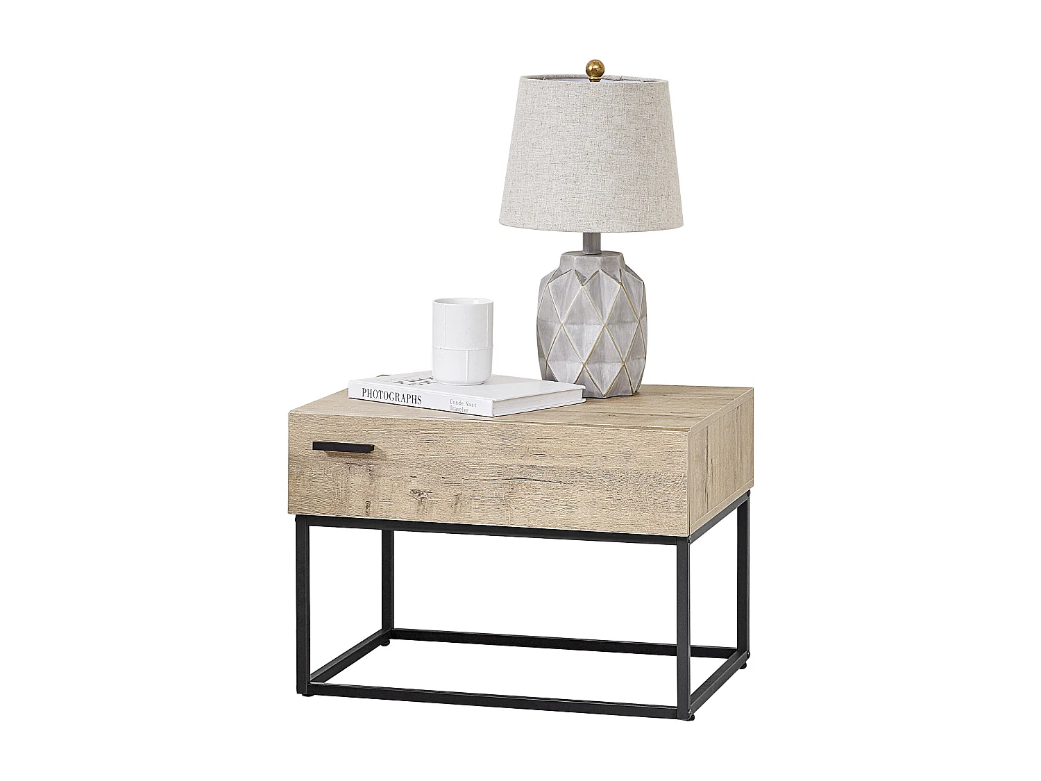 Lot de 2 tables d'appoint Hylte 39 x 55 x 40 cm noir effet chêne [en.casa]