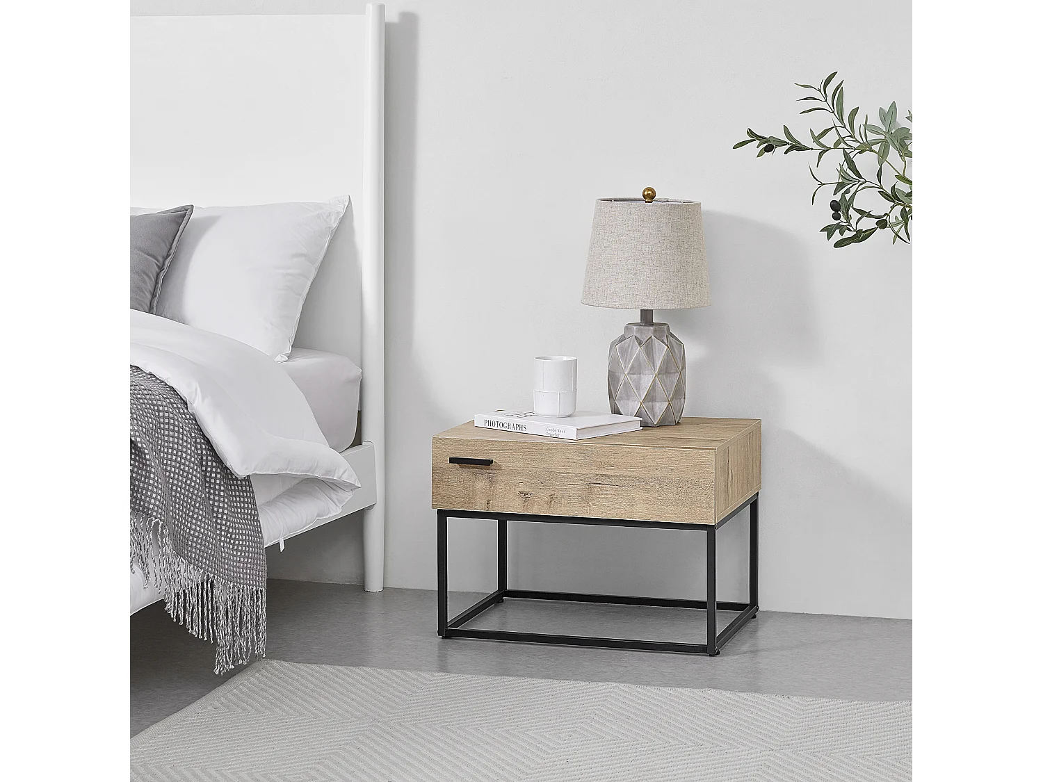 Lot de 2 tables d'appoint Hylte 39 x 55 x 40 cm noir effet chêne [en.casa]