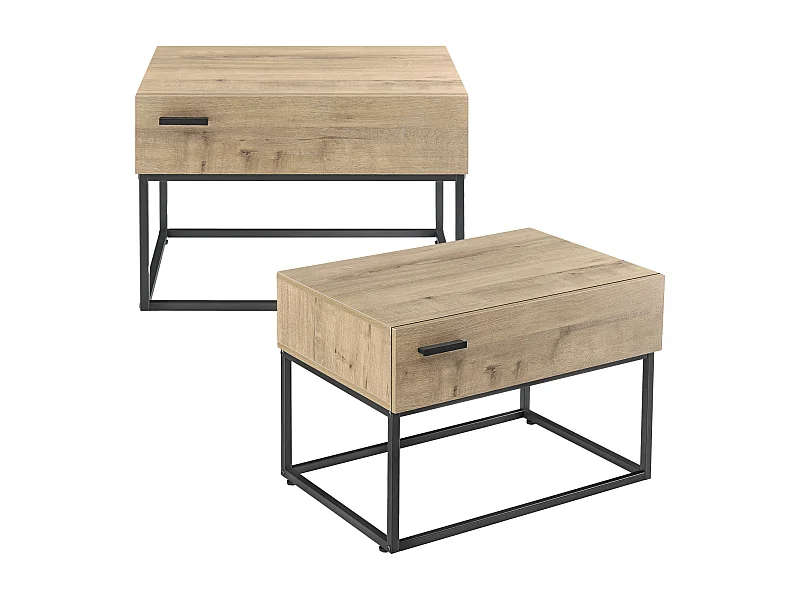 Lot de 2 tables d'appoint Hylte 39 x 55 x 40 cm noir effet chêne [en.casa]