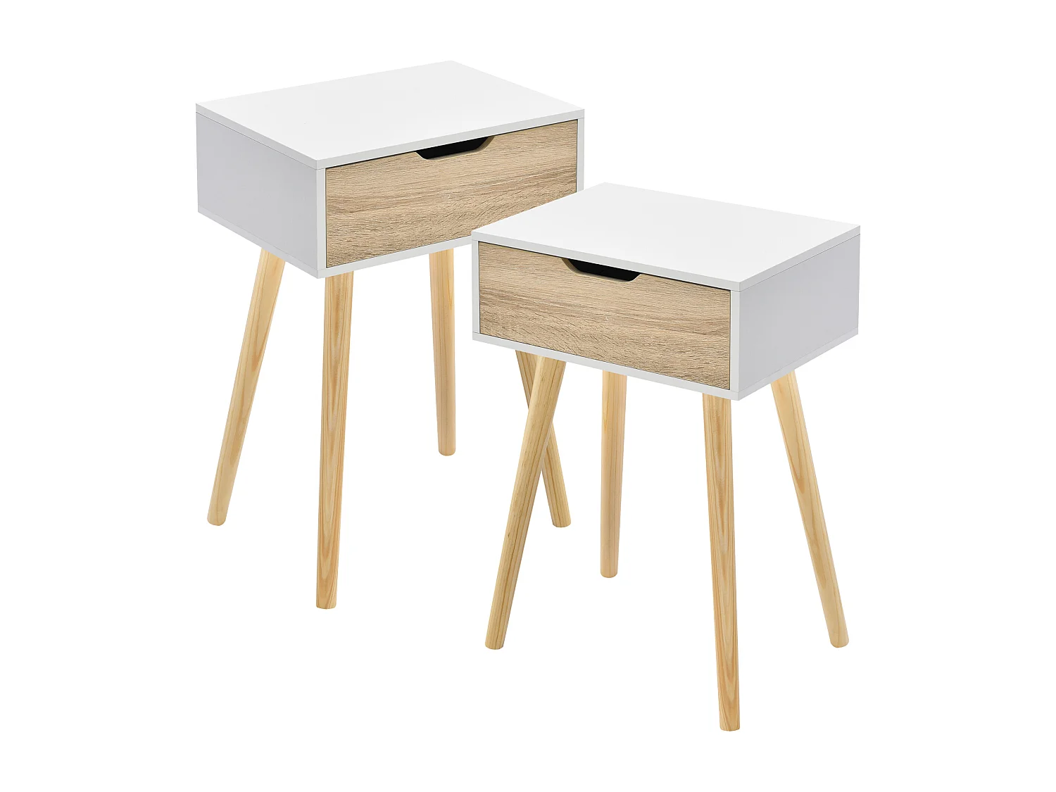 Lot de 2 tables d'appoint Östersund 60 x 40 x 30 cm blanc effet chêne [en.casa]