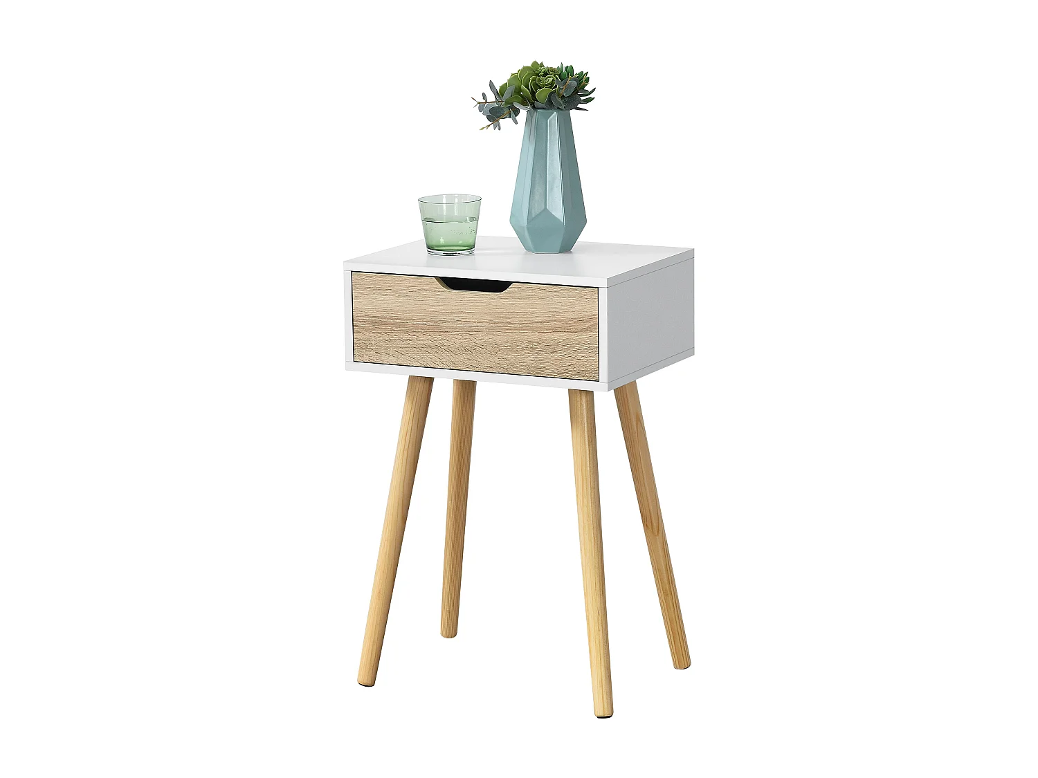 Lot de 2 tables d'appoint Östersund 60 x 40 x 30 cm blanc effet chêne [en.casa]