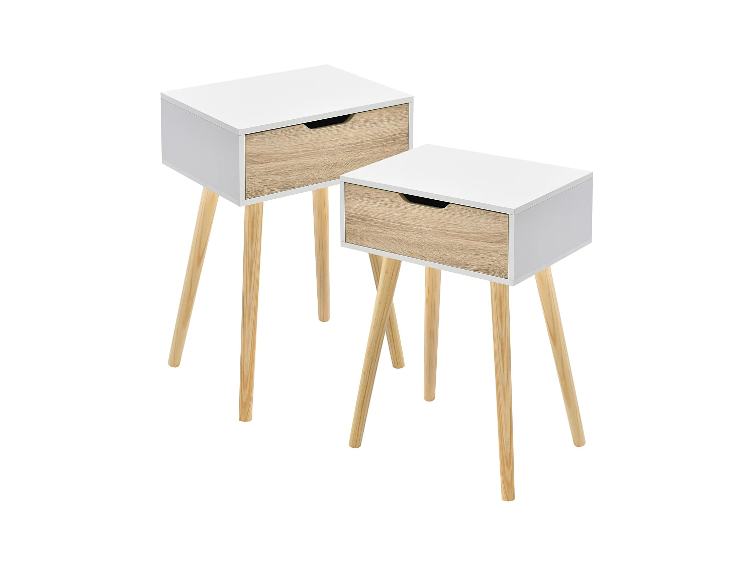 Lot de 2 tables d'appoint Östersund 60 x 40 x 30 cm blanc effet chêne [en.casa]