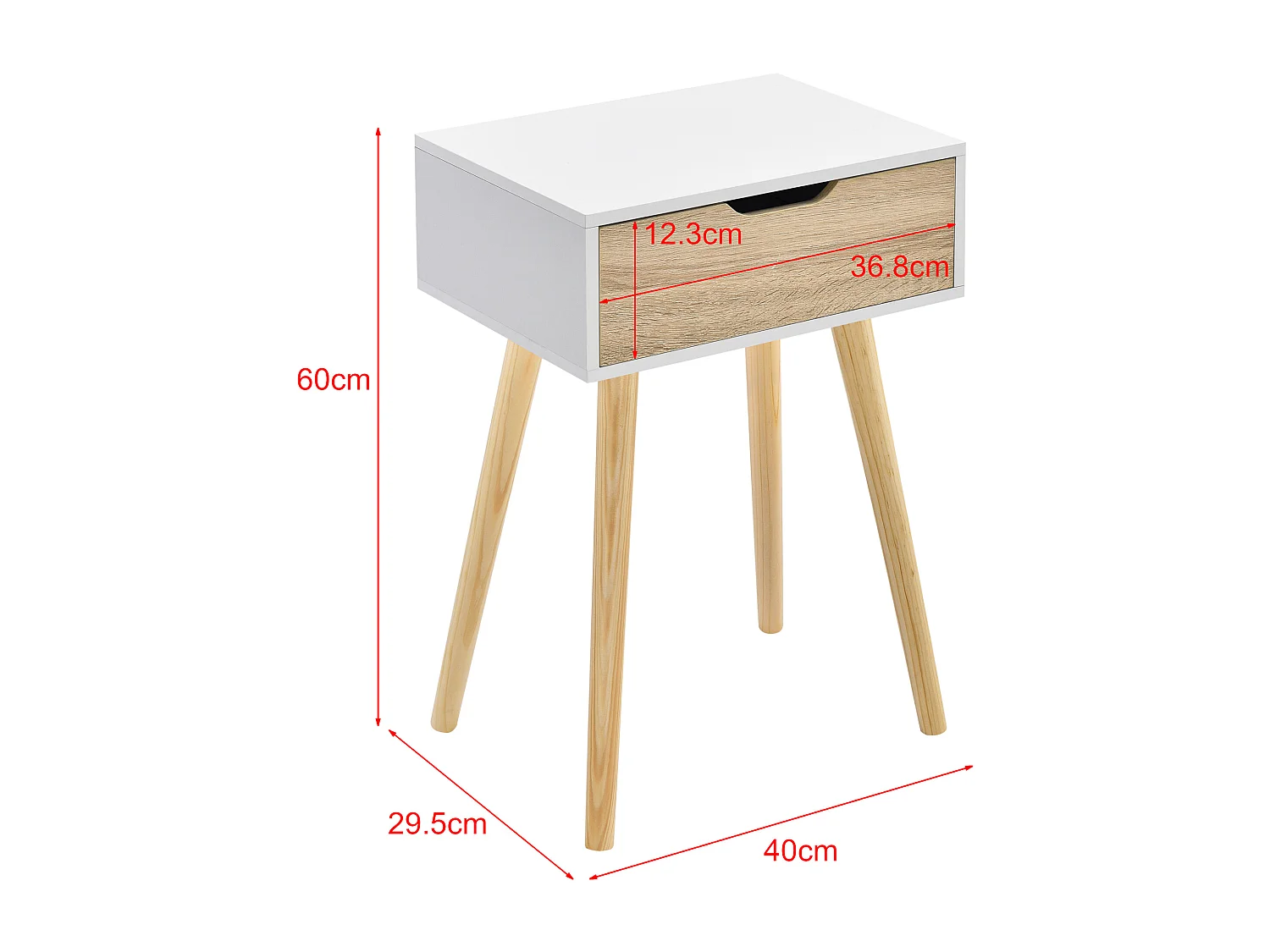 Lot de 2 tables d'appoint Östersund 60 x 40 x 30 cm blanc effet chêne [en.casa]