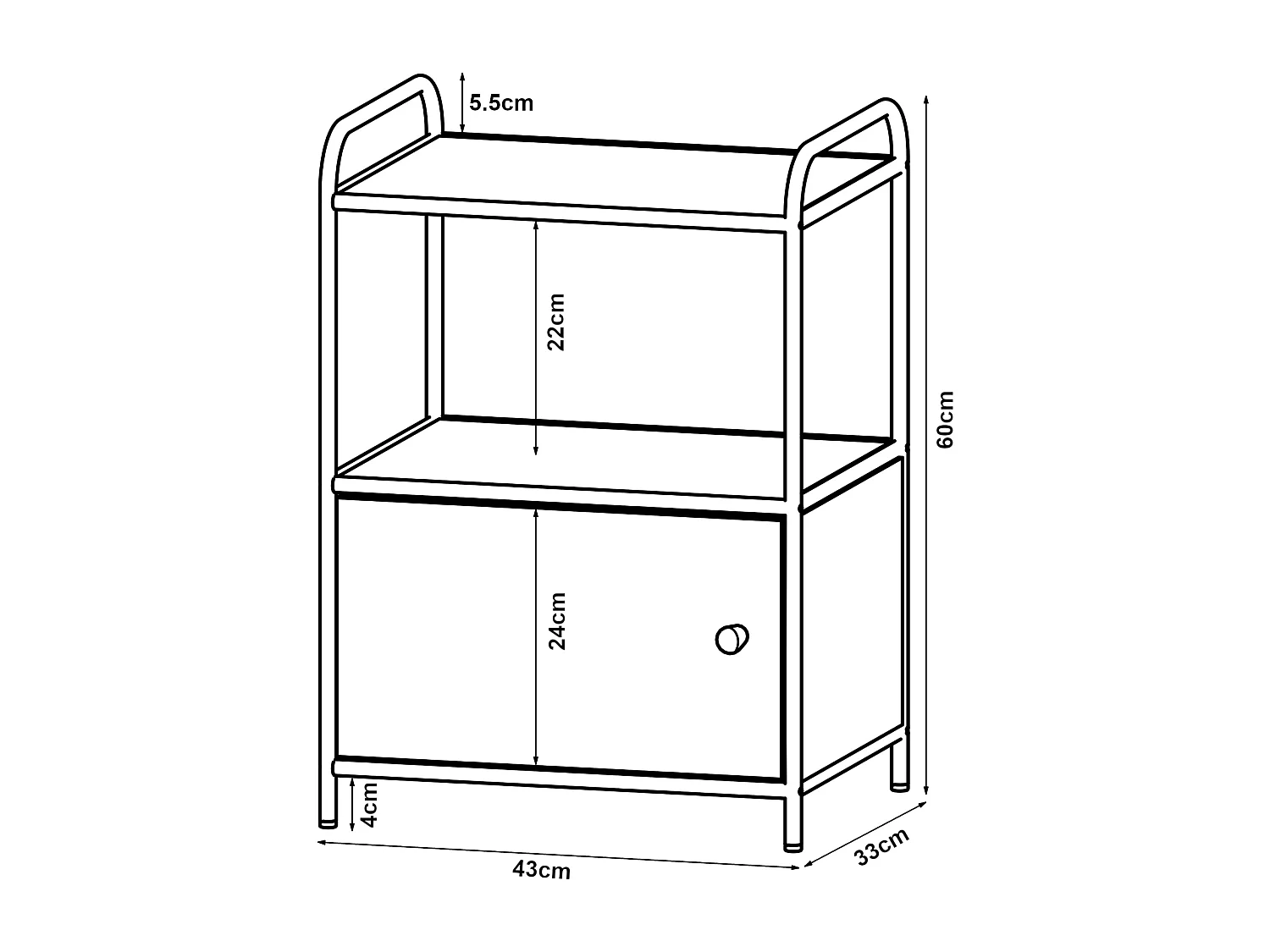 Table d'appoint Gulen avec porte d'armoire métal MDF 60 x 43 x 33 cm noir effet chêne [en.casa]