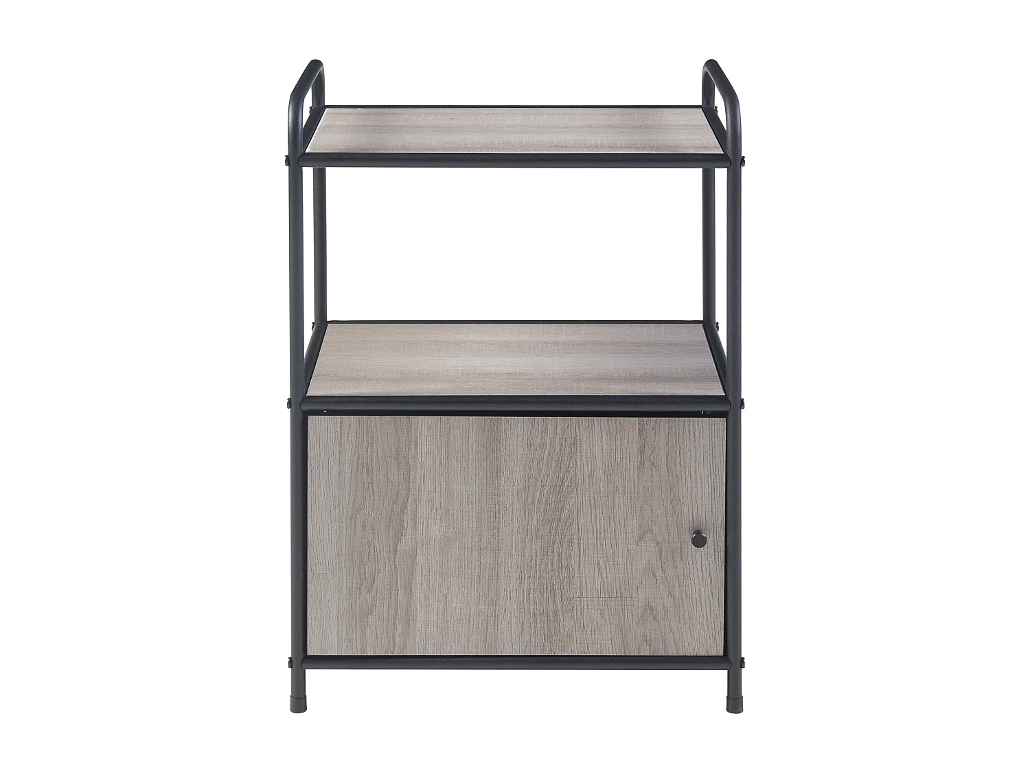 Table d'appoint Gulen avec porte d'armoire métal MDF 60 x 43 x 33 cm noir effet chêne [en.casa]