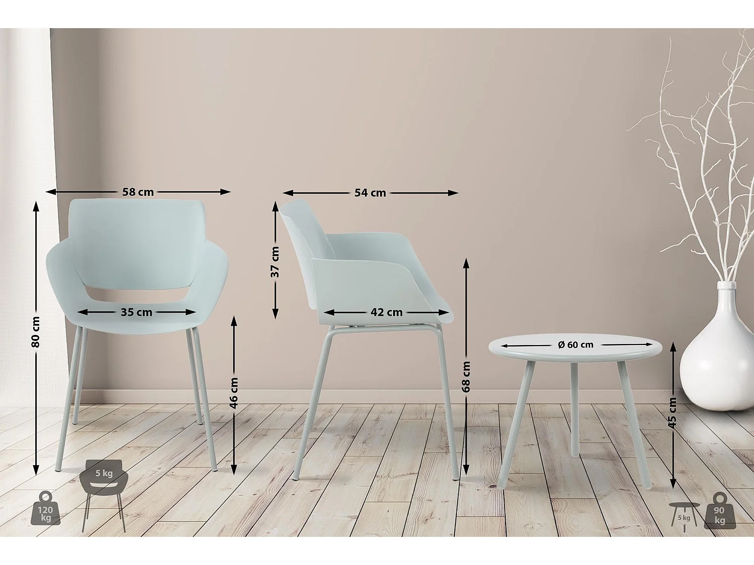 Ensemble de jardin - Table + 4 Chaises - Minota