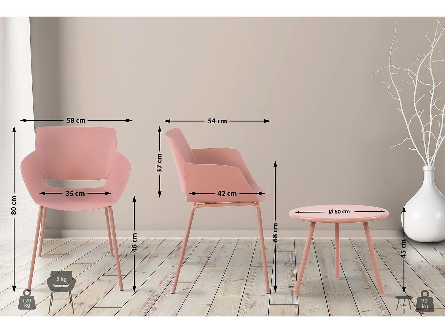 Ensemble de jardin - Table + 4 Chaises - Minota