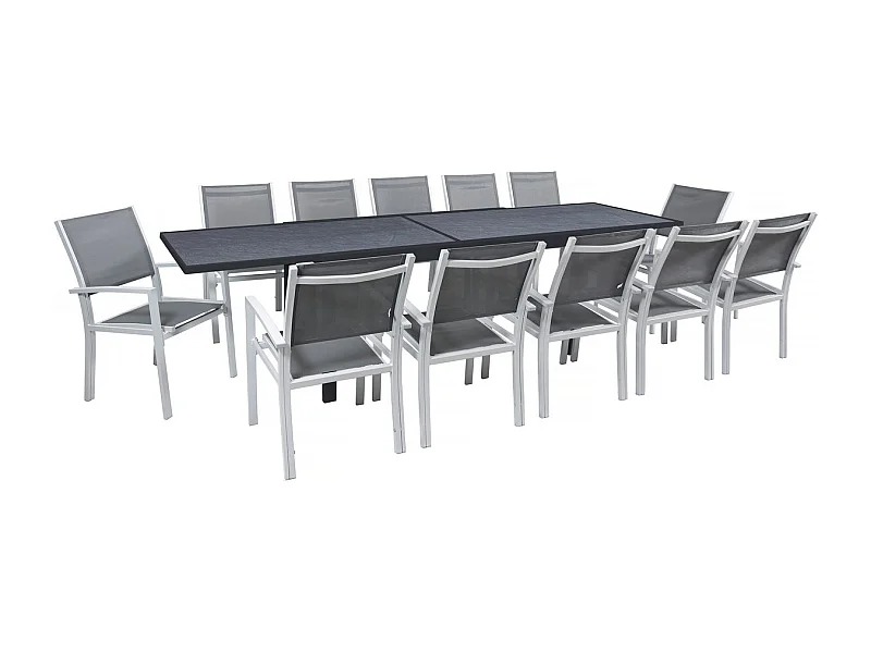 Conjunto de jardim extensível "Lagos" 12 lugares - Cinza escuro