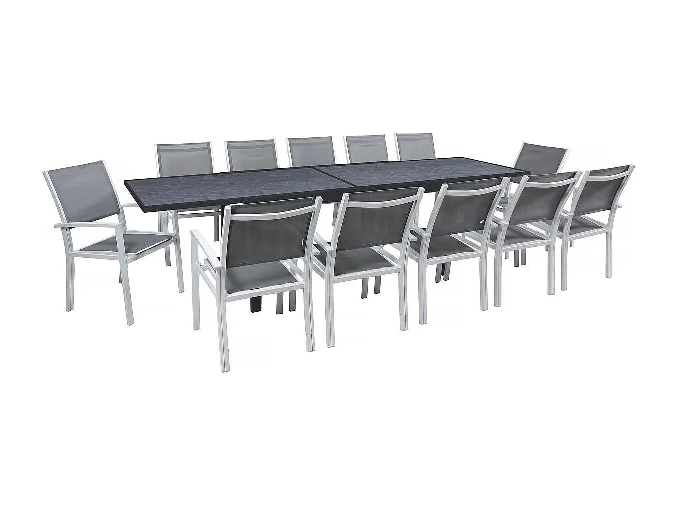 Garten-Essgruppe ausziehbar "Lagos" - 200/320 x 105 x 76 cm - 12 Personen - Dunkelgrau