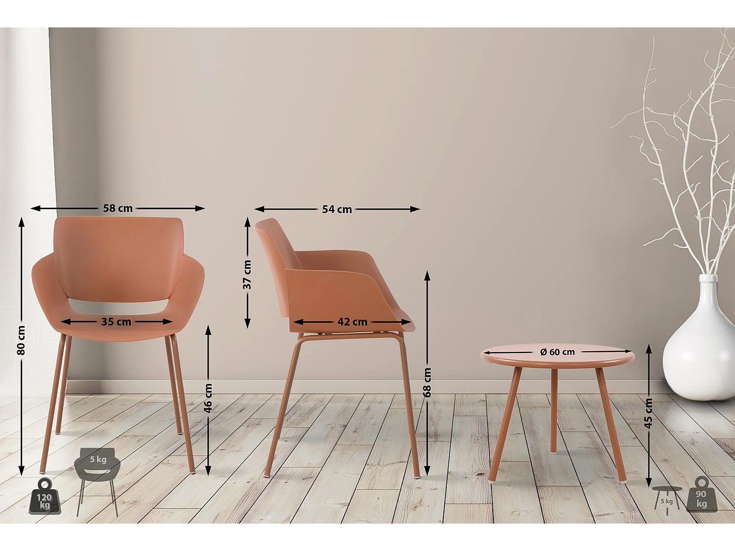 Ensemble de jardin - Table + 4 Chaises - Minota