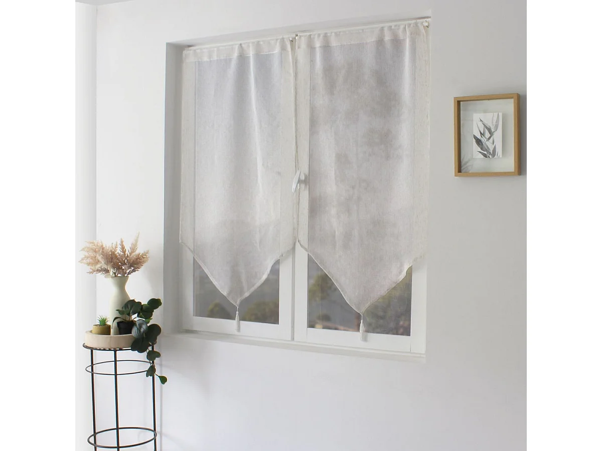 Paire de Voilages à Pointes "Louna" 60x120cm Blanc