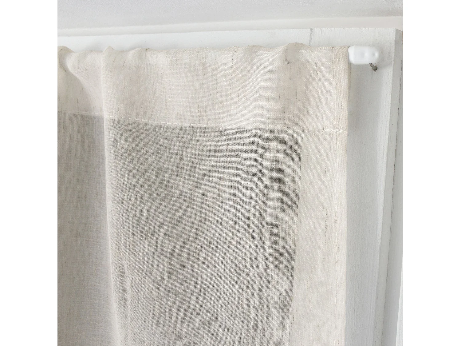 Par de visillos de aspecto lino con acabado en punta