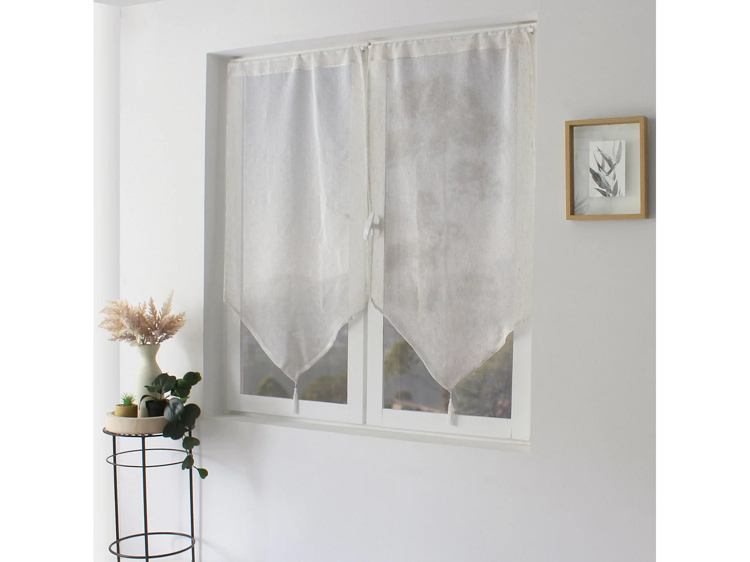 Paire de Voilages à Pointes "Louna" 60x160cm Blanc