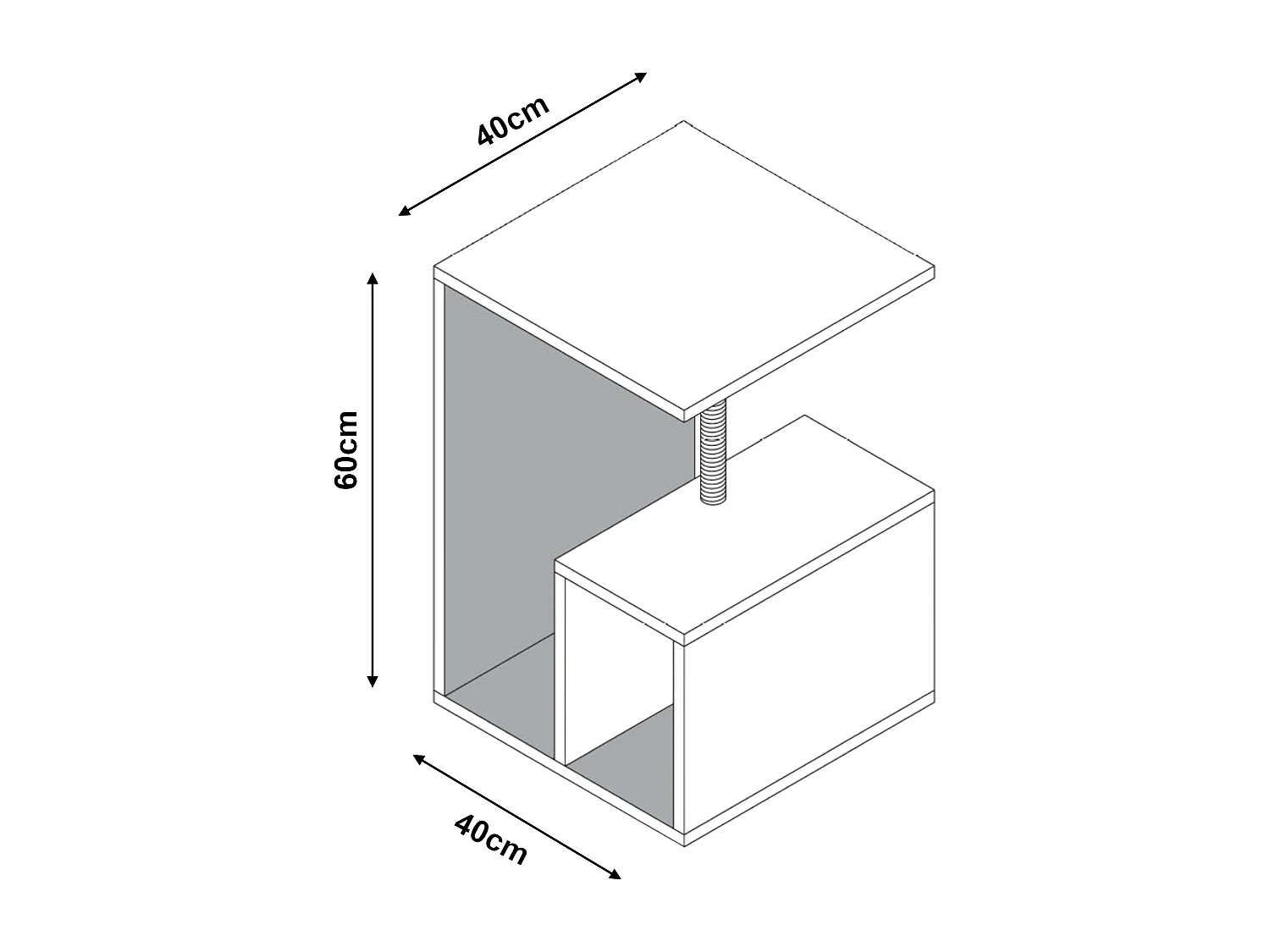Table d'appoint avec arbre à chat Masfjorden 60 x 40 x 40 cm blanc [en.casa]