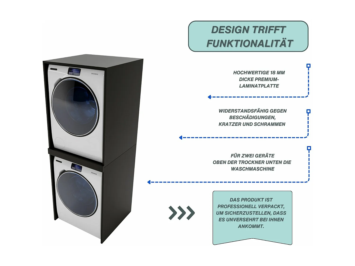 Waschmaschinenumbauschrank RAUMHIRSCH Waschmaschinenschrank für Waschmaschine & Wäschetrockner