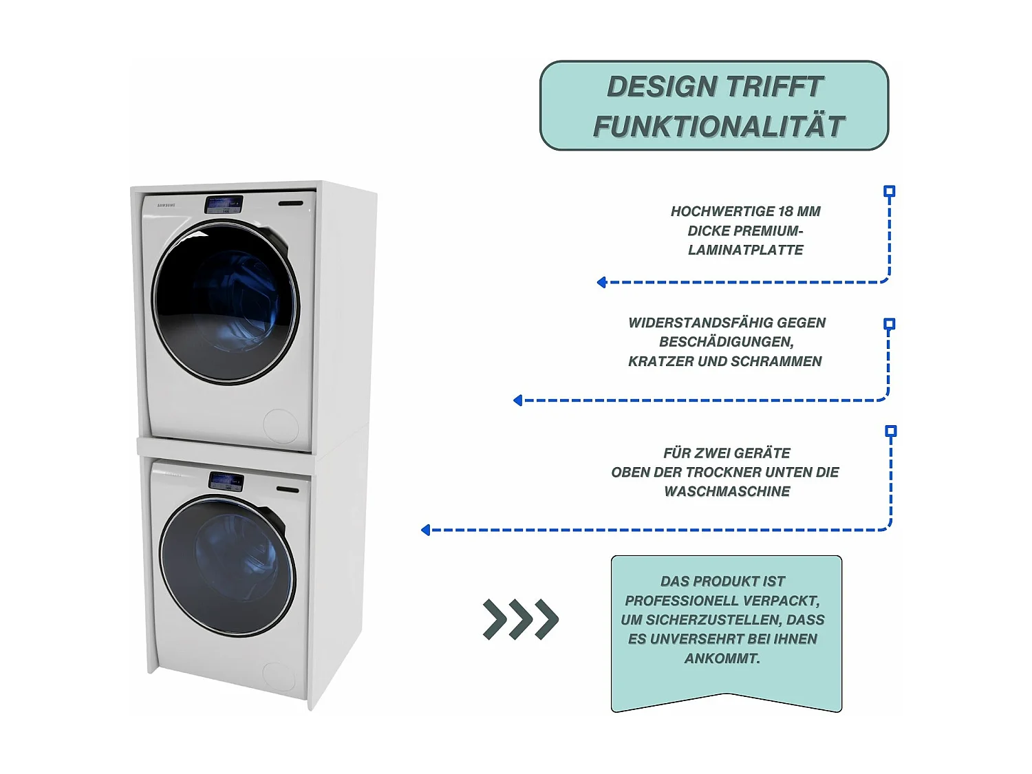Waschmaschinenumbauschrank SLIM Waschmaschinenschrank für Waschmaschine & Wäschetrockner