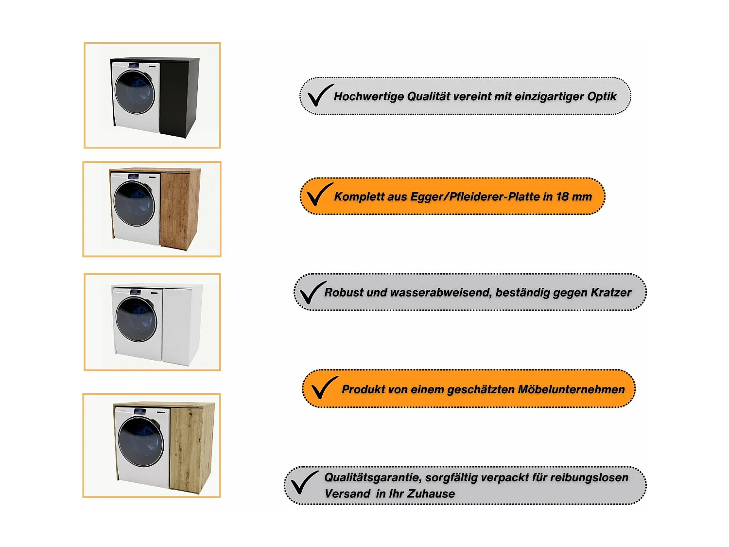 Waschmaschinenumbauschrank RAUMHIRSCH Waschmaschinenschrank für Waschmaschine & Wäschetrockner
