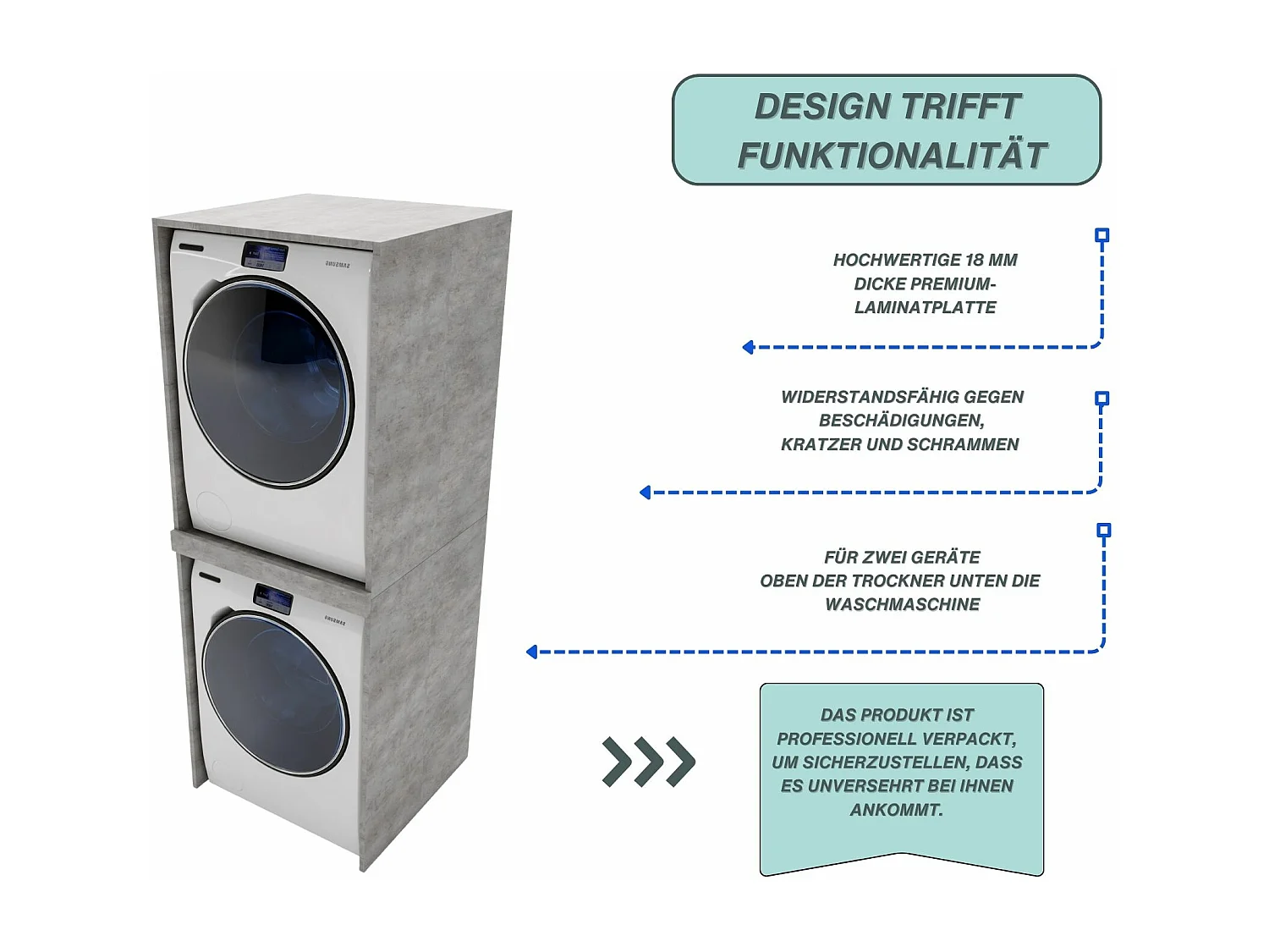 Waschmaschinenumbauschrank SLIM Waschmaschinenschrank für Waschmaschine & Wäschetrockner