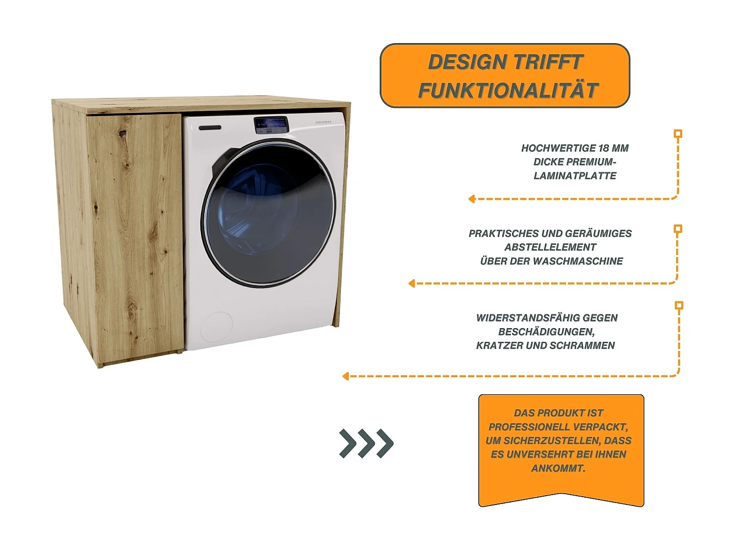 Waschmaschinenumbauschrank RAUMHIRSCH Waschmaschinenschrank für Waschmaschine & Wäschetrockner
