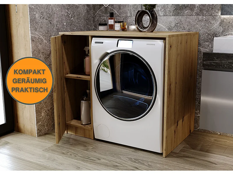 Waschmaschinenumbauschrank RAUMHIRSCH Waschmaschinenschrank für Waschmaschine & Wäschetrockner