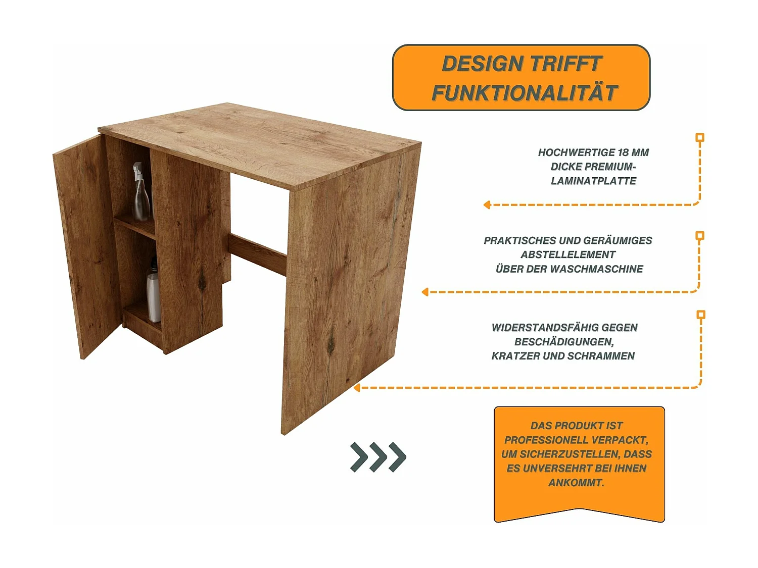 Waschmaschinenumbauschrank RAUMHIRSCH Waschmaschinenschrank für Waschmaschine & Wäschetrockner