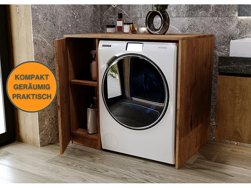 Waschmaschinenumbauschrank RAUMHIRSCH Waschmaschinenschrank für Waschmaschine & Wäschetrockner