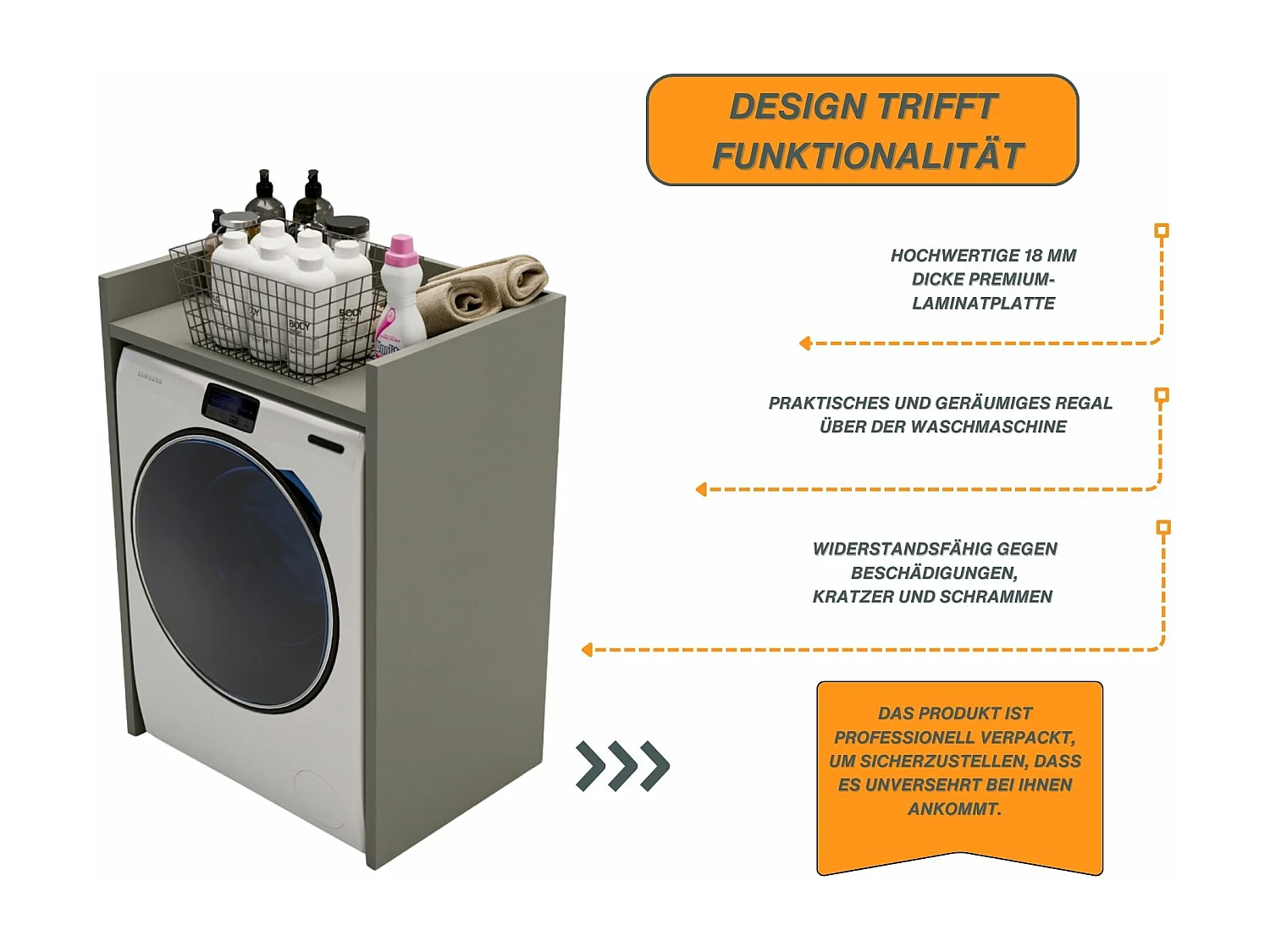 Waschmaschinenumbauschrank RAUMHIRSCH Waschmaschinenschrank für Waschmaschine & Wäschetrockner