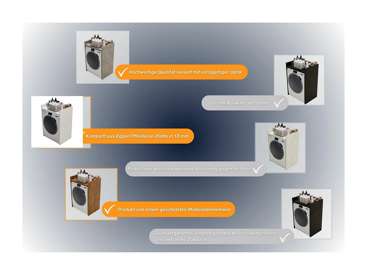 Waschmaschinenumbauschrank RAUMHIRSCH Waschmaschinenschrank für Waschmaschine & Wäschetrockner