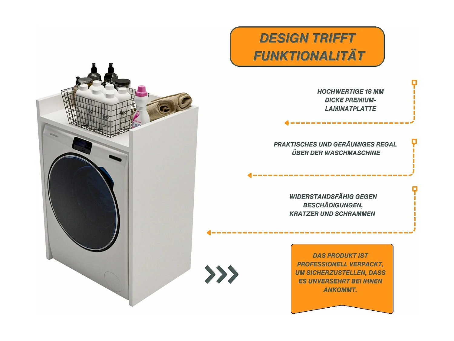 Waschmaschinenumbauschrank RAUMHIRSCH Waschmaschinenschrank für Waschmaschine & Wäschetrockner