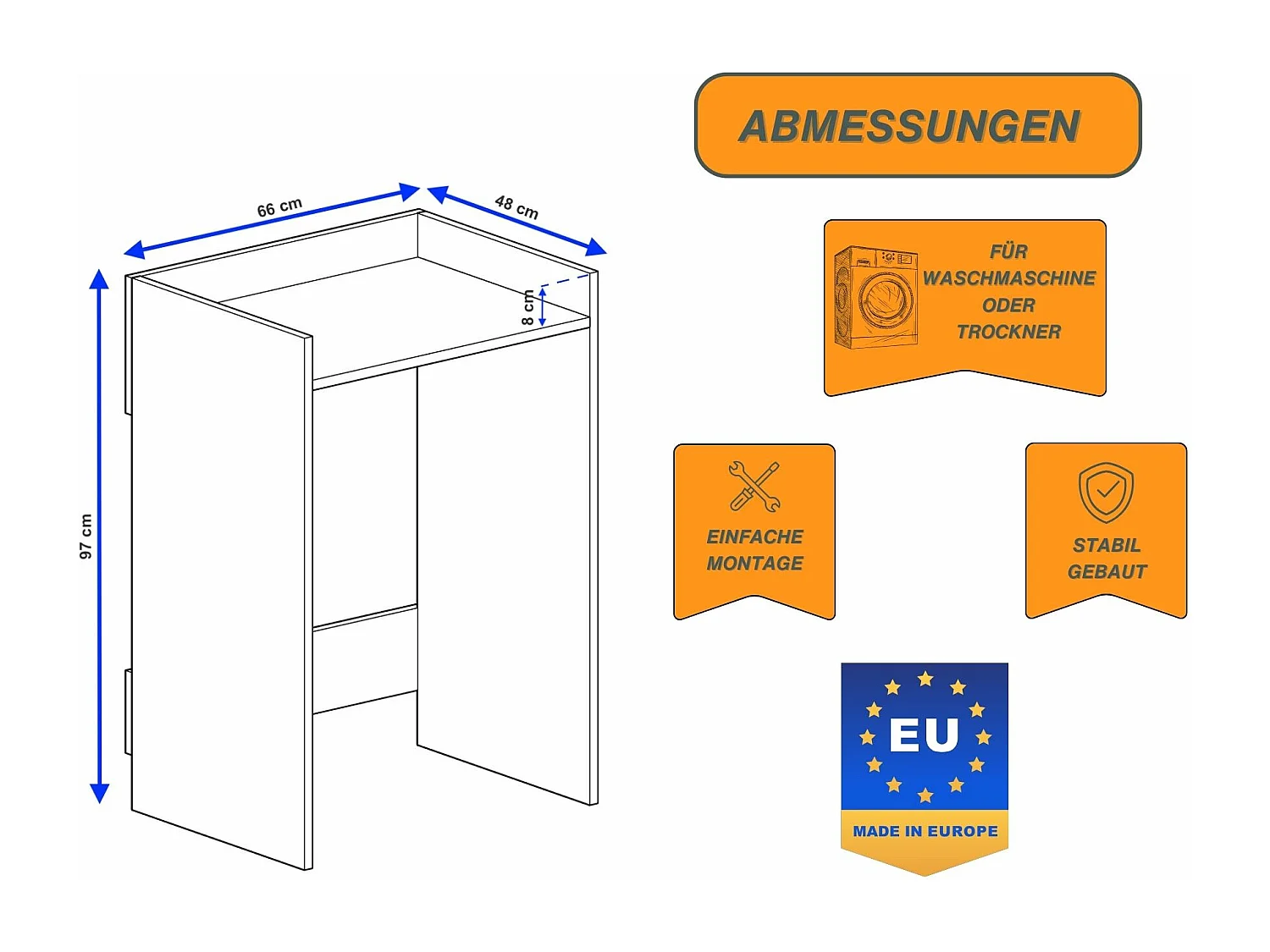 Waschmaschinenumbauschrank RAUMHIRSCH Waschmaschinenschrank für Waschmaschine & Wäschetrockner
