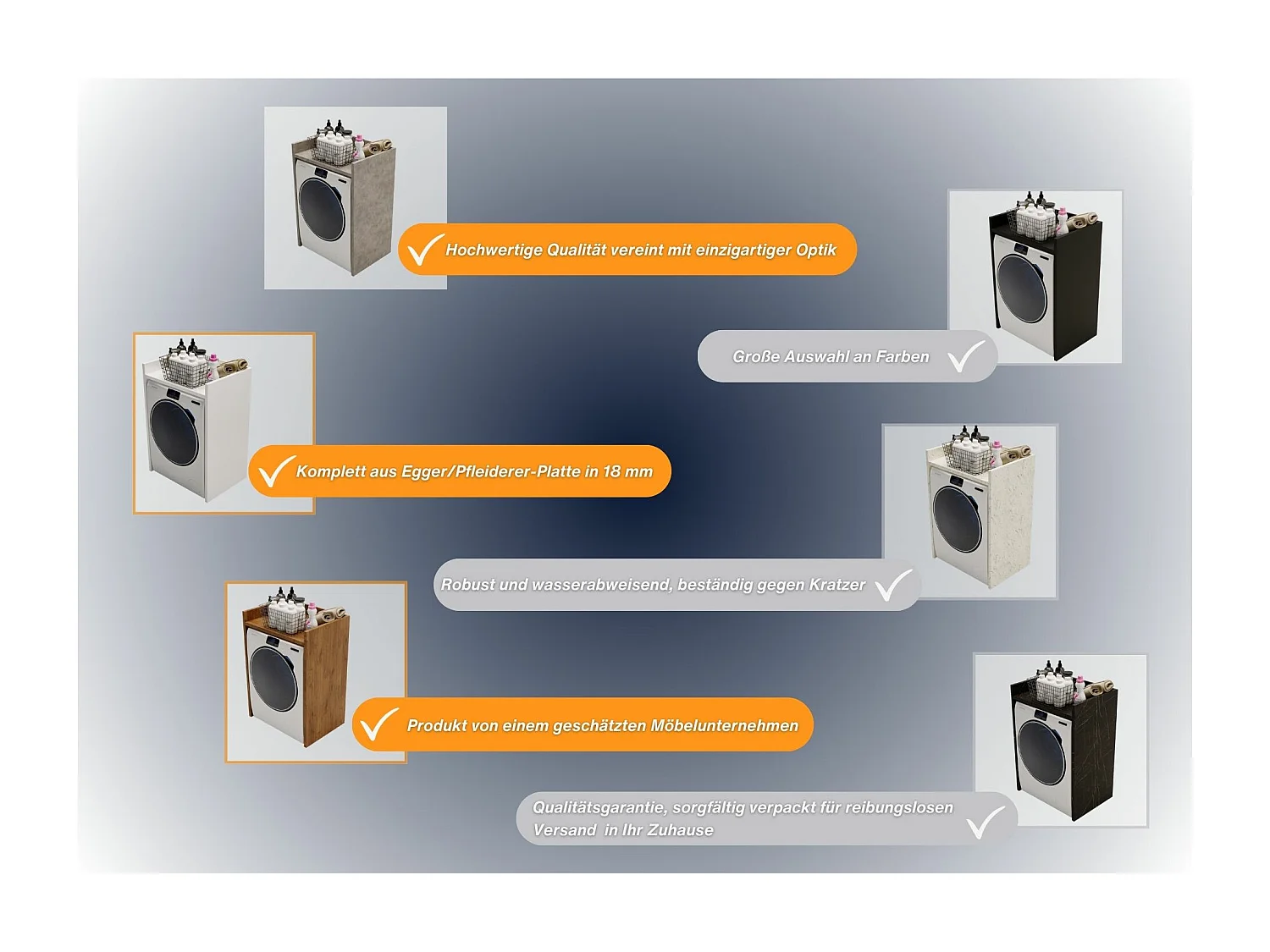 Waschmaschinenumbauschrank RAUMHIRSCH Waschmaschinenschrank für Waschmaschine & Wäschetrockner