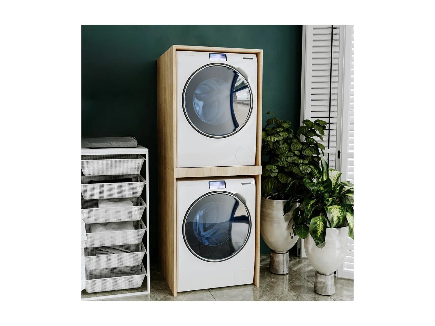 Waschmaschinenumbauschrank RAUMHIRSCH Waschmaschinenschrank für Waschmaschine & Wäschetrockner