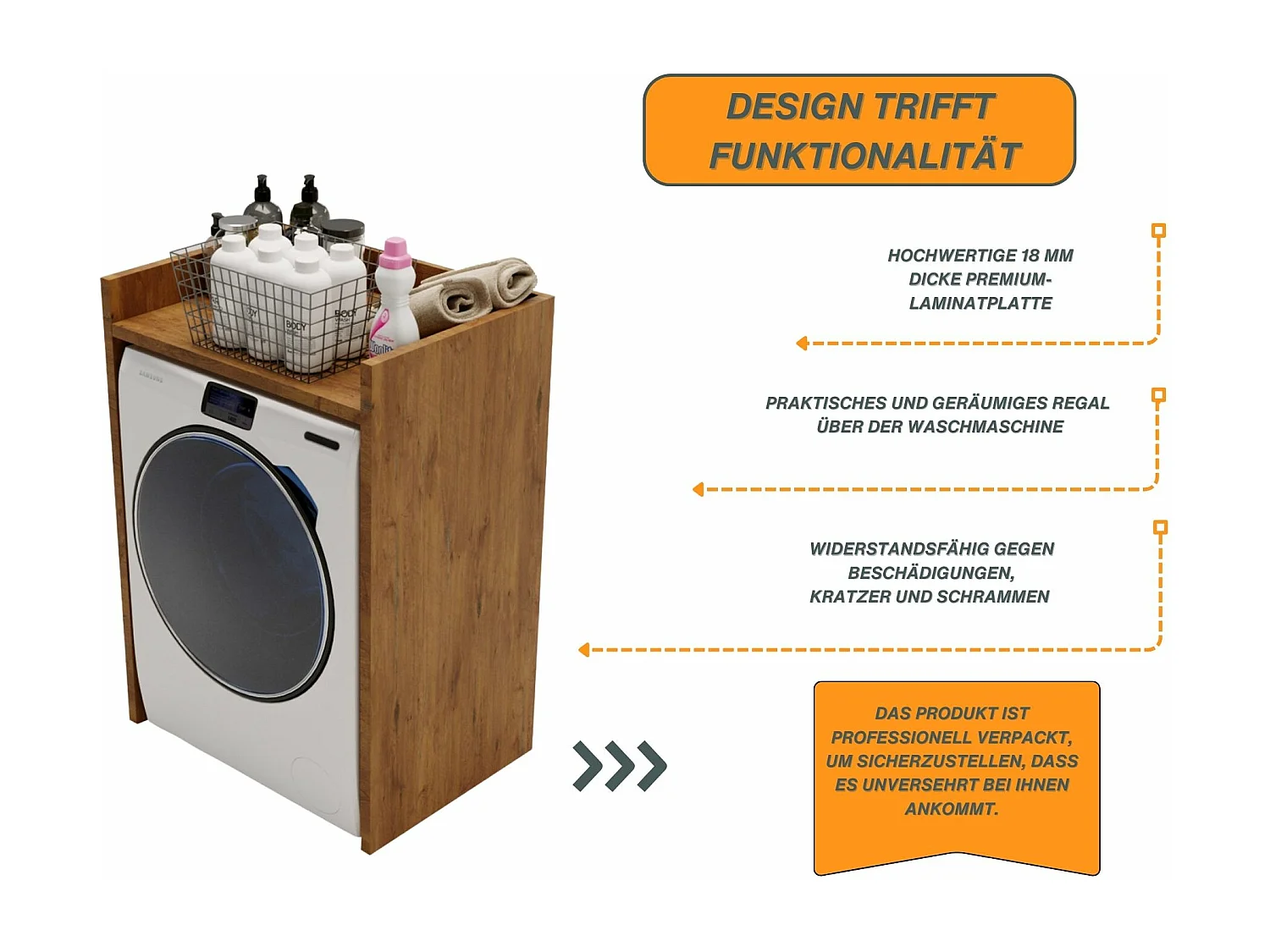 Waschmaschinenumbauschrank RAUMHIRSCH Waschmaschinenschrank für Waschmaschine & Wäschetrockner