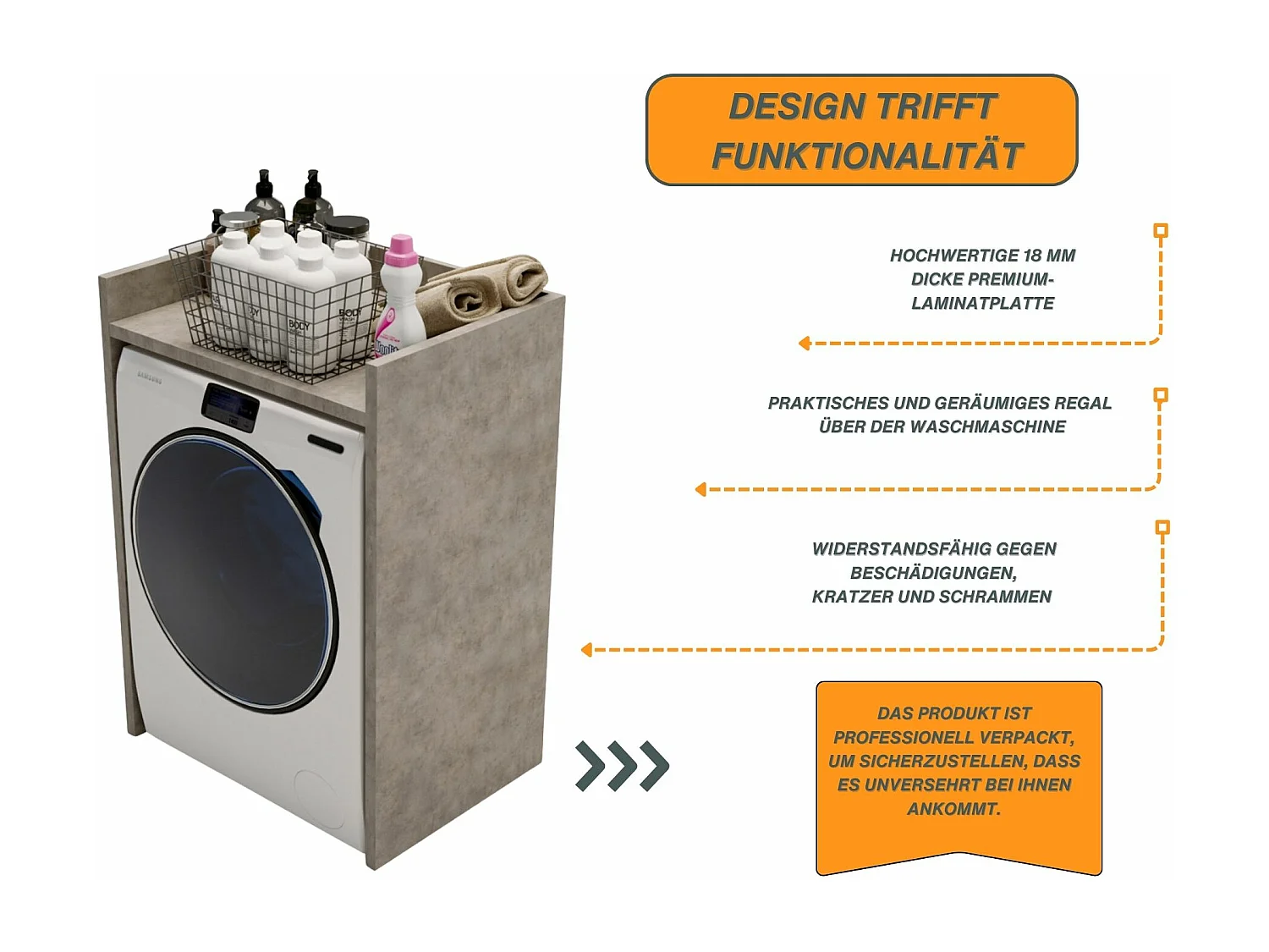 Waschmaschinenumbauschrank RAUMHIRSCH Waschmaschinenschrank für Waschmaschine & Wäschetrockner