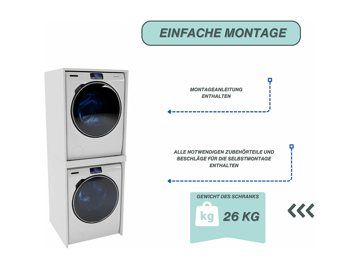 Waschmaschinenumbauschrank RAUMHIRSCH Waschmaschinenschrank für Waschmaschine & Wäschetrockner