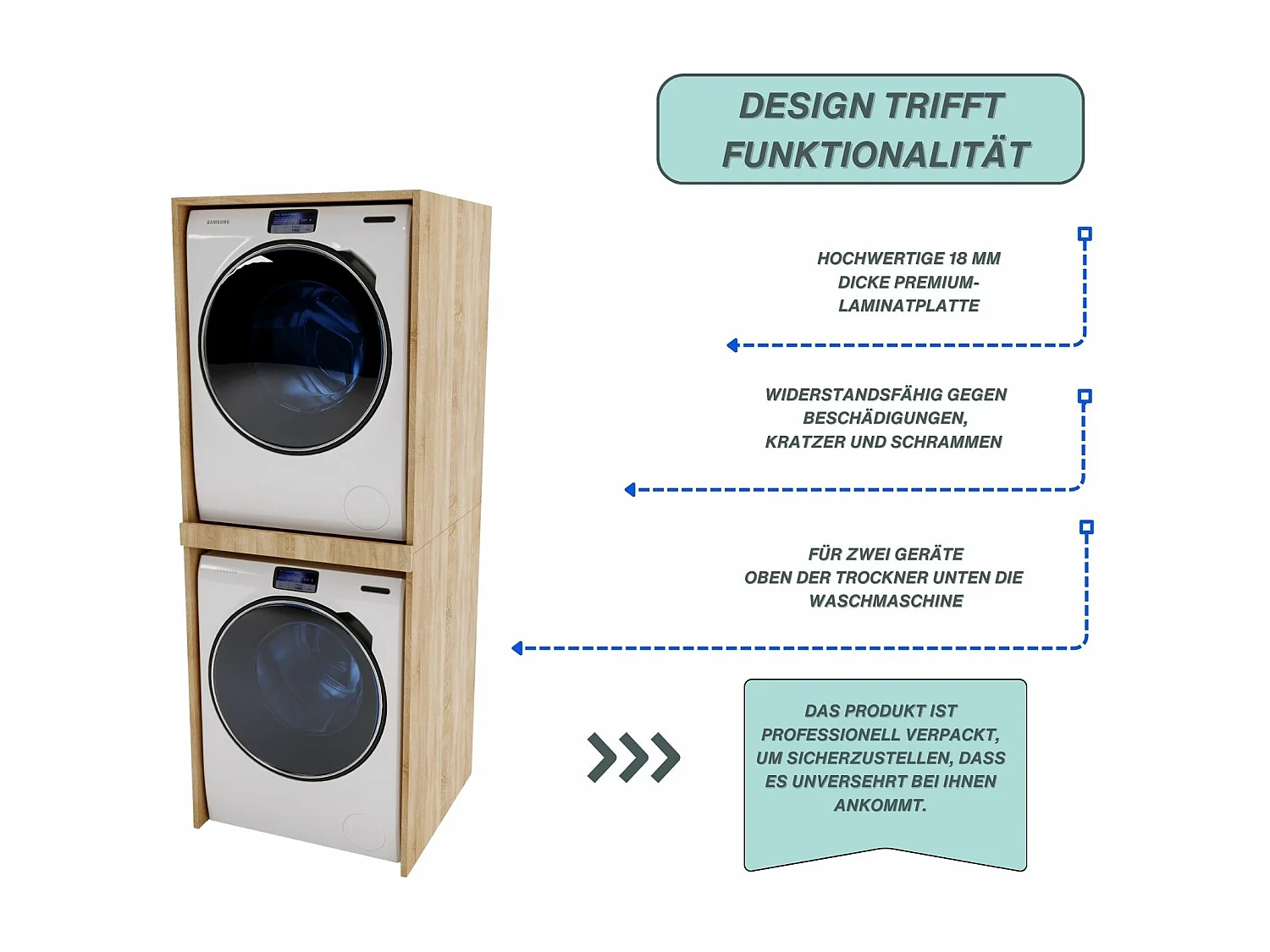 Waschmaschinenumbauschrank SLIM Waschmaschinenschrank für Waschmaschine & Wäschetrockner