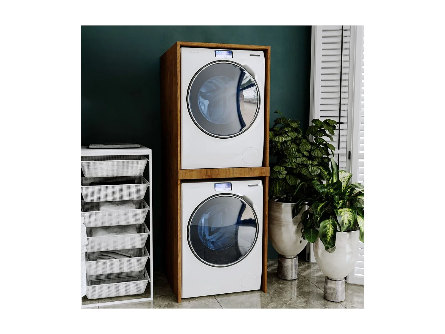 Waschmaschinenumbauschrank SLIM Waschmaschinenschrank für Waschmaschine & Wäschetrockner