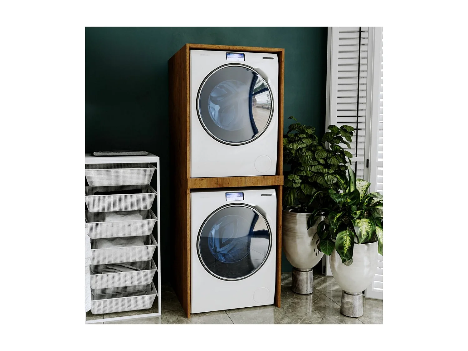 Waschmaschinenumbauschrank RAUMHIRSCH Waschmaschinenschrank für Waschmaschine & Wäschetrockner