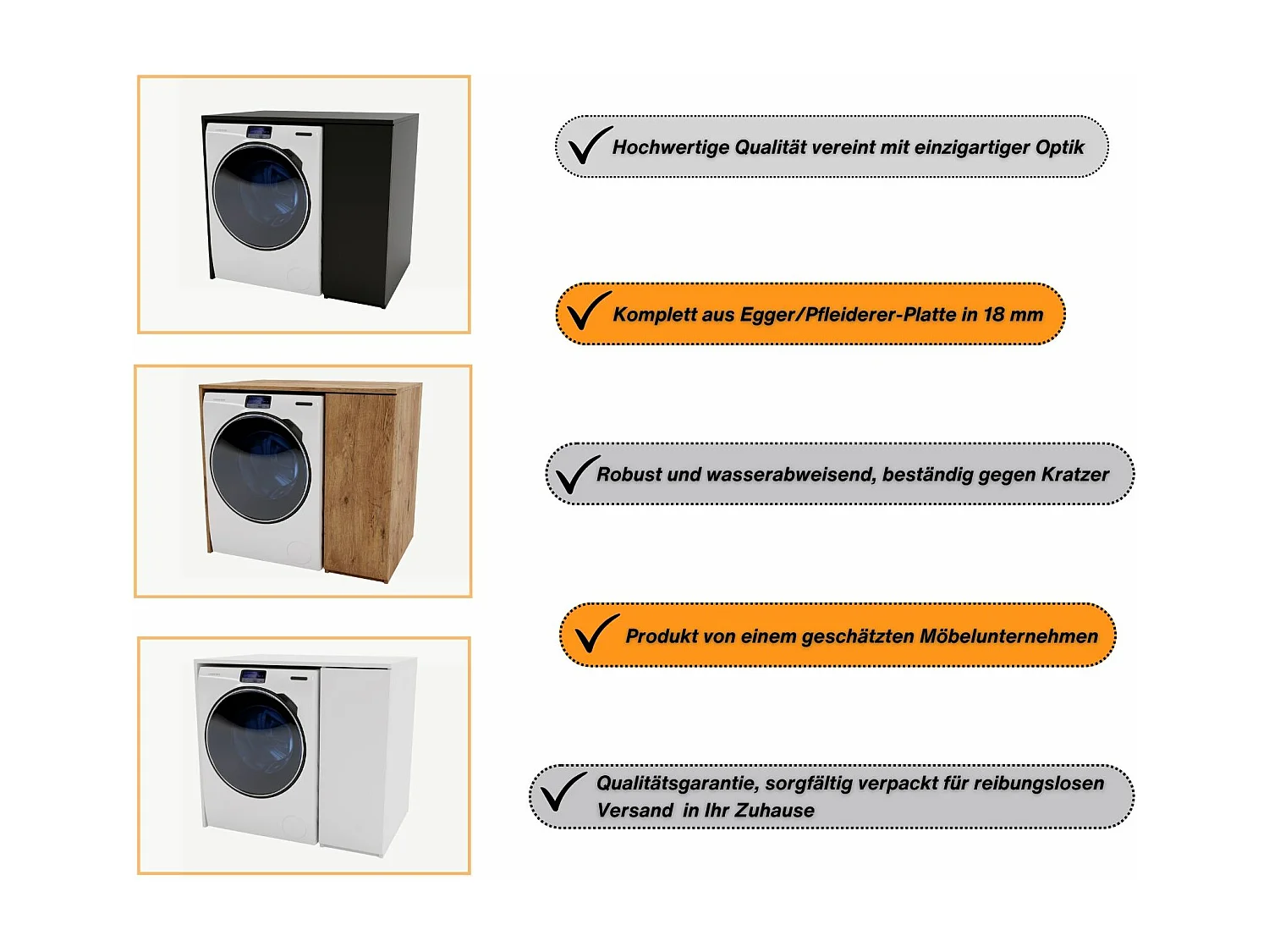 Waschmaschinenumbauschrank RAUMHIRSCH Waschmaschinenschrank für Waschmaschine & Wäschetrockner
