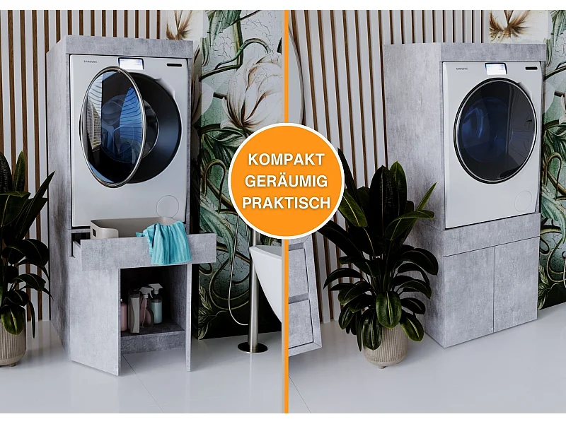 Waschmaschinenumbauschrank RAUMHIRSCH Waschmaschinenschrank für Waschmaschine & Wäschetrockner