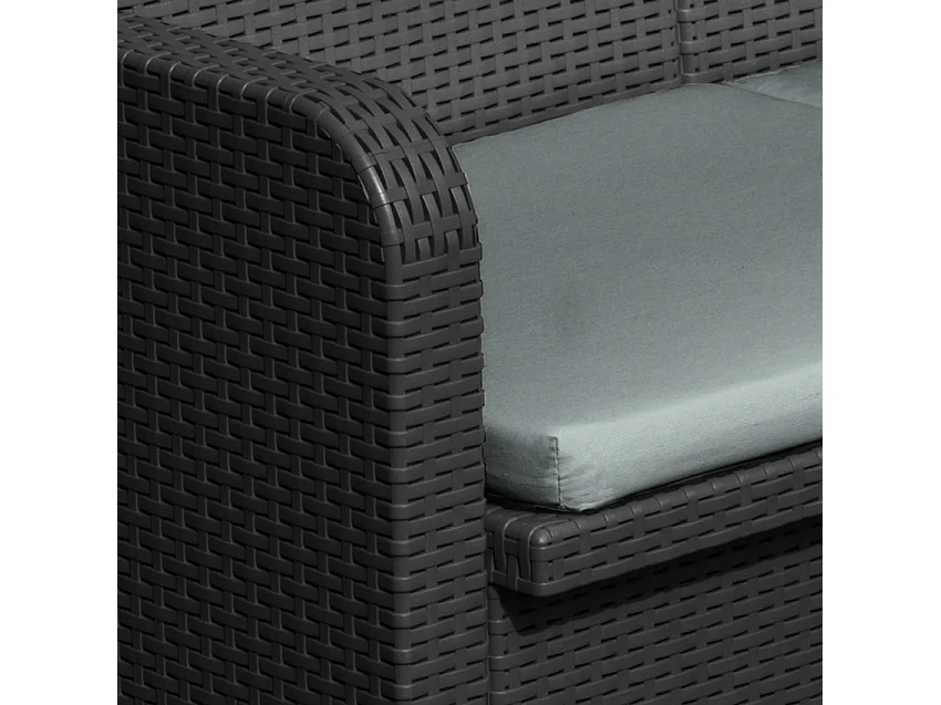 Conjunto de jardín Grand Soleil Sorrento Poliratán mesa sofá sillones Exterior 4 plazas - Negro