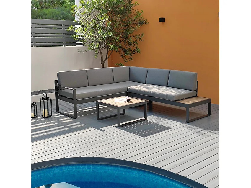 Garten Lounge Outdoor Ecksofa 3 + 2 Sitzer Couchtisch Eysha